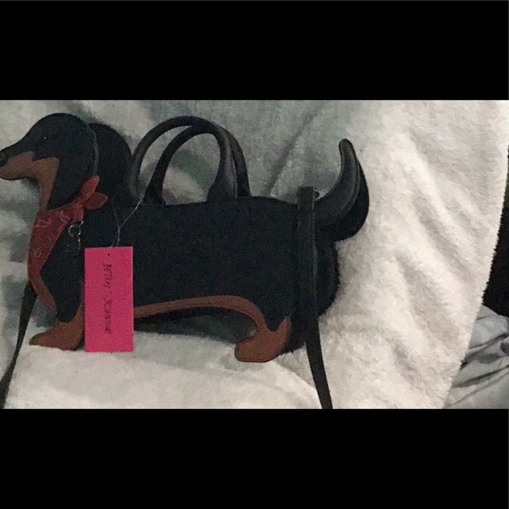 Betsey Johnson Dachshund Crossbody Bag - Black, Brown, Red - Picture 4 of 9